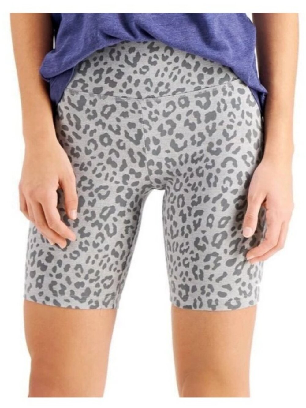 Jenni Intimates Women's On Repeat Lounge Bike Shorts, Gray Leopard, Small
